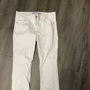 Express cropped skinny mid rise white jeans
